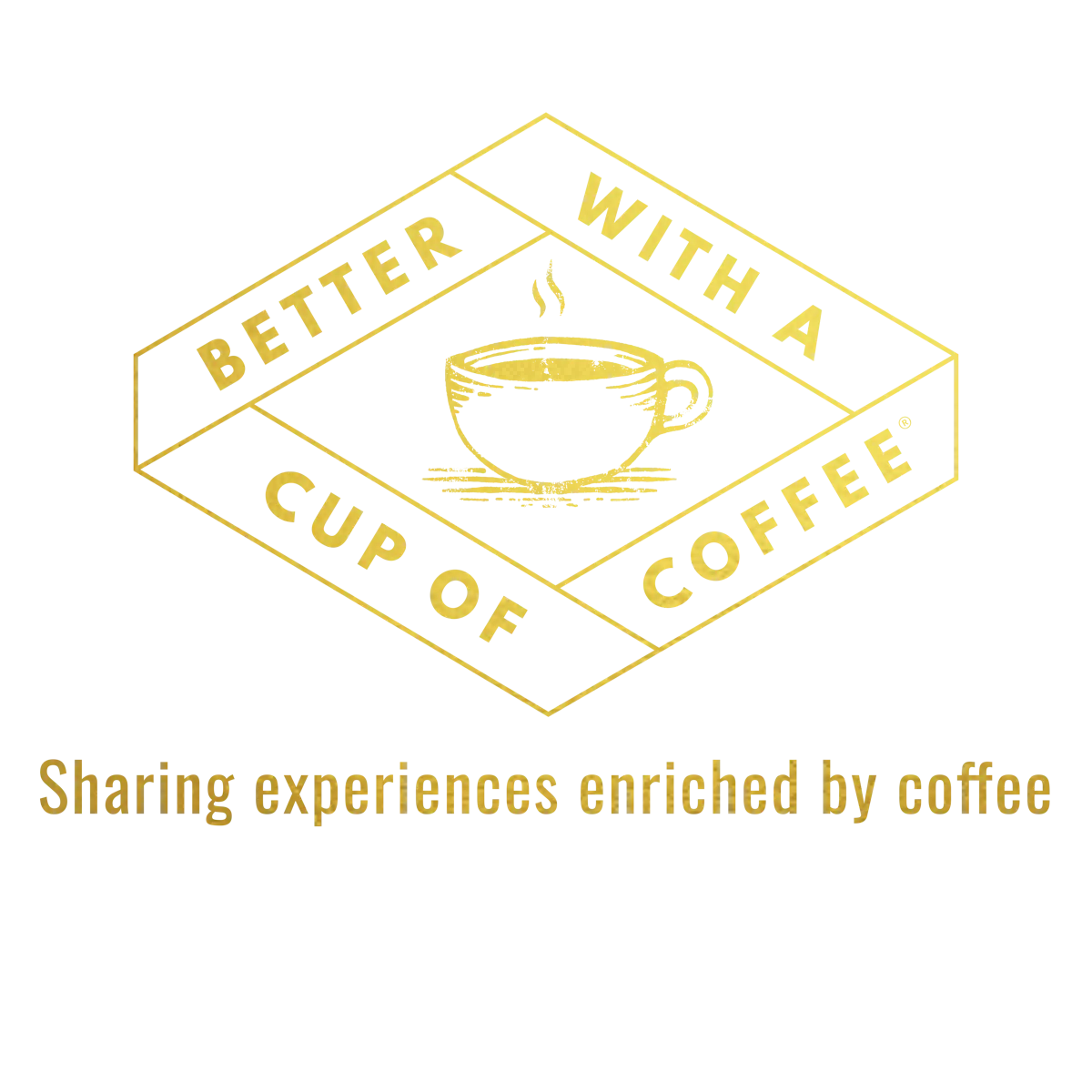 Better With A Cup Of Coffee wordmark in gold, tagline set underneath